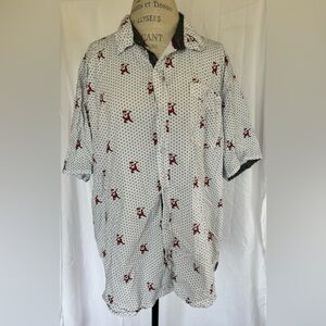 Free Planet Men’s Christmas Santa Short Sleeve Button up Top in White Sz 4XL